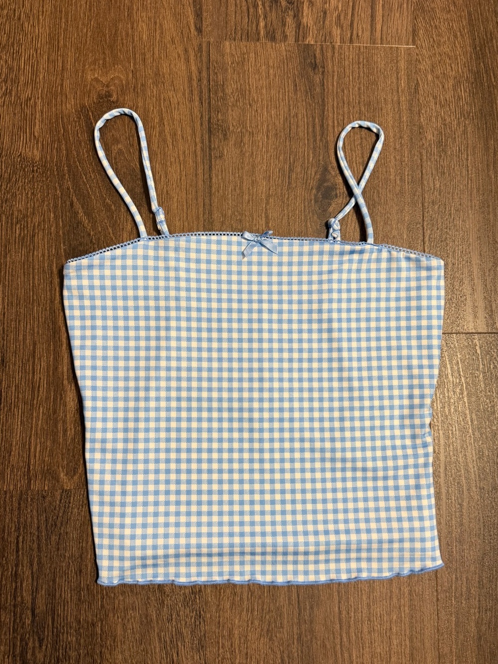 Madden Girl Light Blue & White Gingham Cami